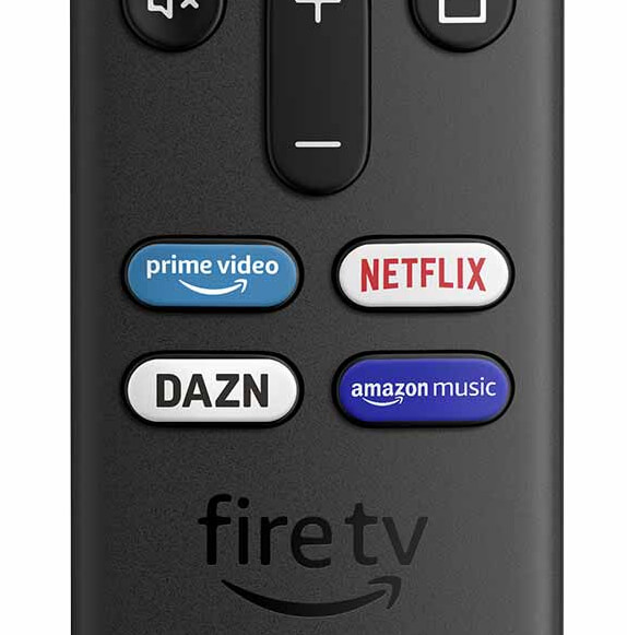 Fire TV Stick 4K MaxのプライムビデオやNetflixを一発で呼び出しできるボタンが搭載された、Alexa対応の付属リモコン