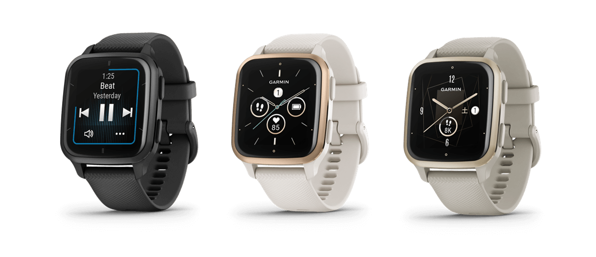 ガーミンの新GPSスマートウォッチ。Venu Sq 2 Music Black／Slate、Ivory／Peach Gold、French Gray／Cream Gold
